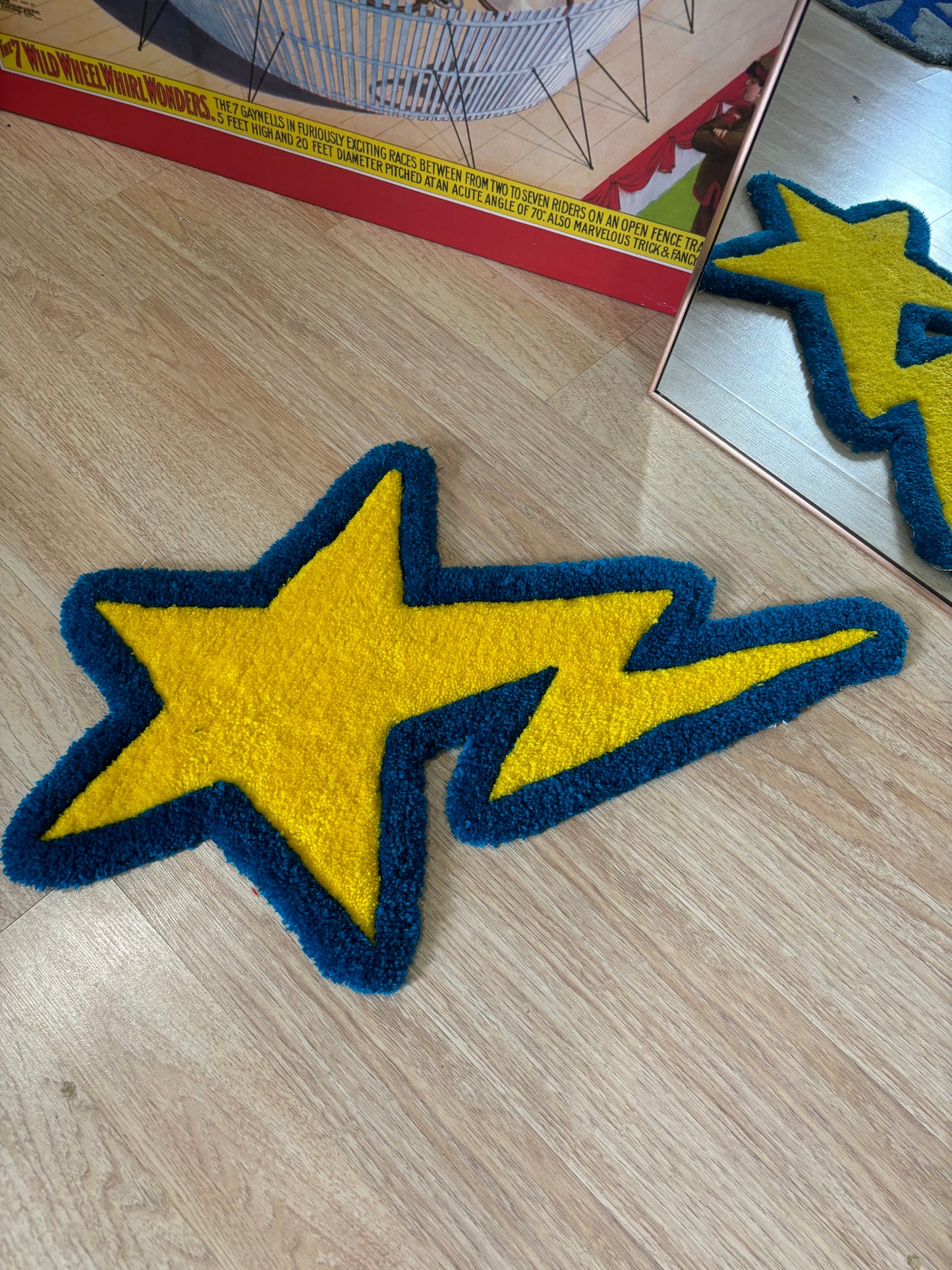 Yellow and Blue Bapesta Star Custom Rug