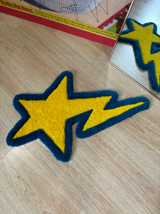 Yellow and Blue Bapesta Star Custom Rug